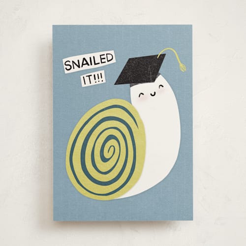 This is a sky graduation cards with standard by Leanne Friedberg called snailed it printing on signature in greeting cards