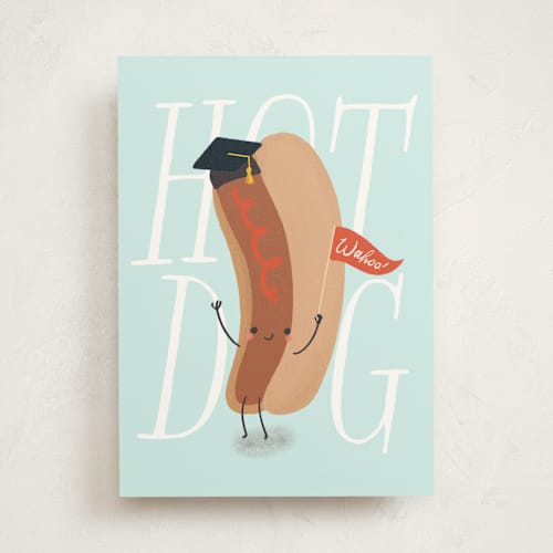 This is a sky graduation cards with standard by Itsy Belle Studio called hot dog grad printing on signature in greeting cards