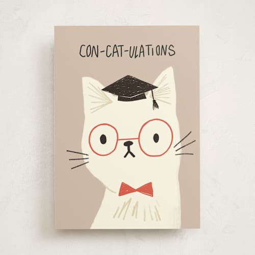 This is a cream graduation cards with standard by Vivian Yiwing called con-cat-ulations printing on signature in greeting cards
