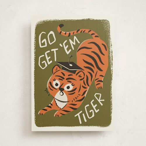This is a moss graduation cards with standard by Vivian Yiwing called go get 'em printing on signature in greeting cards