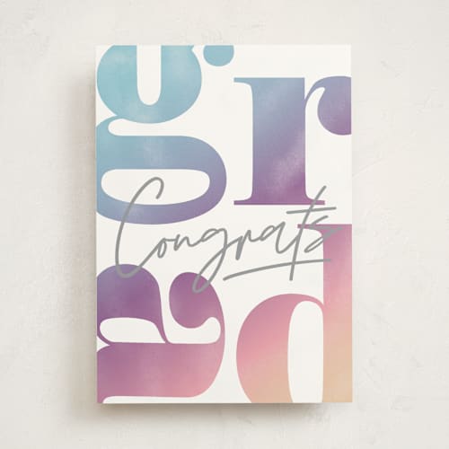 This is a ombre graduation cards with standard by Jessica Corliss called gradient grad printing on signature in greeting cards