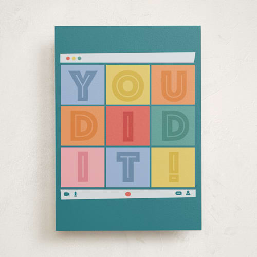 This is a colorful graduation cards with standard by Taylor Brandner called zoom grad printing on signature in greeting cards