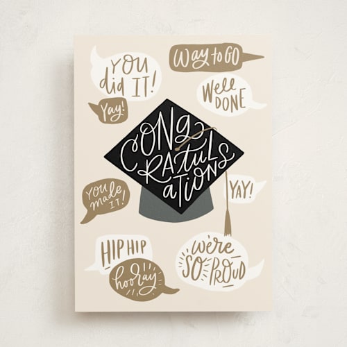 This is a cream graduation cards with standard by Alethea and Ruth called congrats bubbles printing on signature in greeting cards