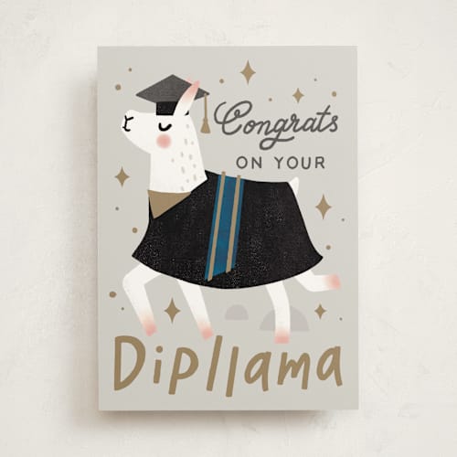 This is a slate graduation cards with standard by Cindy Chu called congrats on your dipllama printing on signature in greeting cards