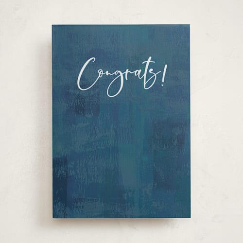 This is a navy graduation cards with standard by Julee London called ink printing on signature in greeting cards