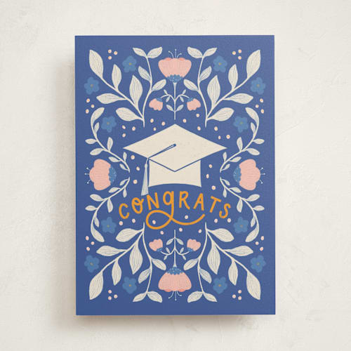 This is a royal graduation cards with standard by Brenda Bird called floral graduation printing on signature in greeting cards