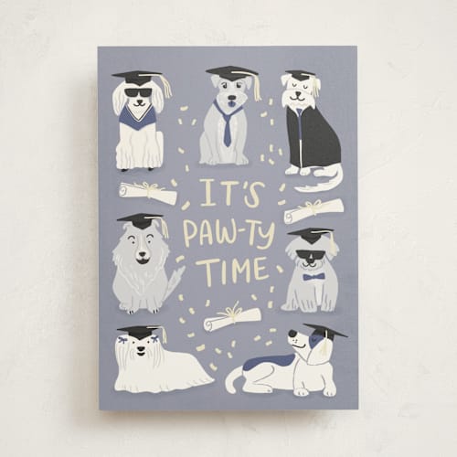 This is a metal graduation cards with standard by Dawn Pope called grad party printing on signature in greeting cards