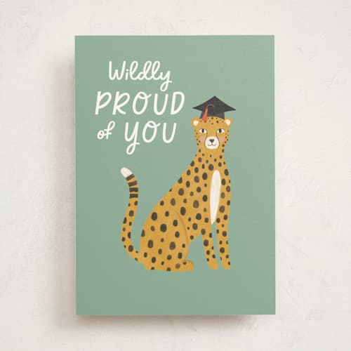 This is a sage graduation cards with standard by Brandy Folse called wildly proud printing on signature in greeting cards