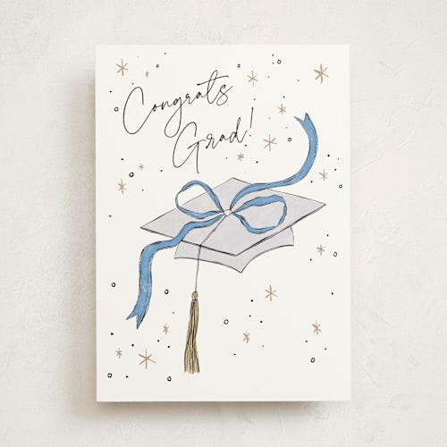 This is a diamond graduation cards with standard by Pixel and Hank called bow grad printing on signature in greeting cards