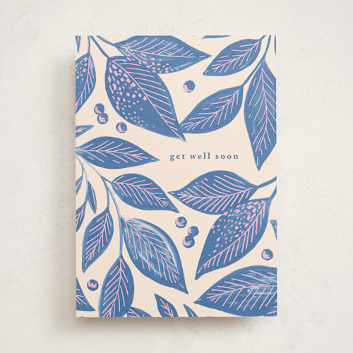 This is a heather get well soon cards with standard by Alethea and Ruth called painted texture leaves printing on signature in greeting cards