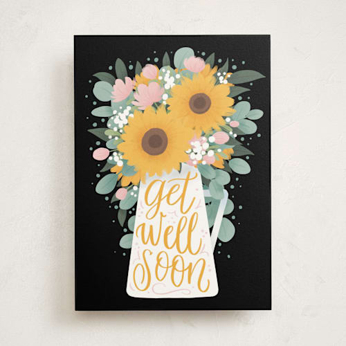 This is a sunshine get well soon cards with standard by Shannon Chen of Four Wet Feet Studio called sunflower bouquet printing on signature in greeting cards