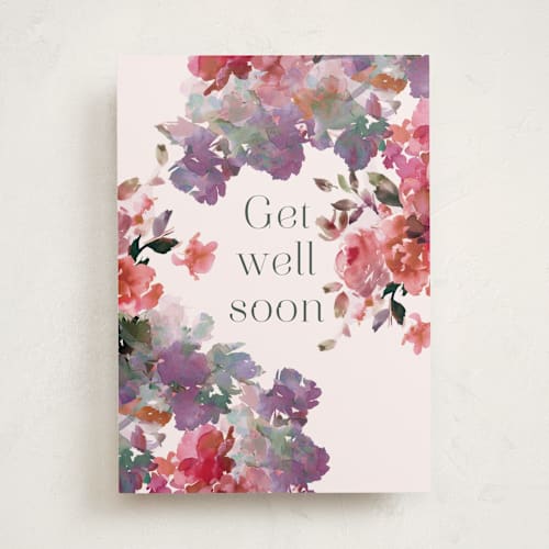 This is a deep rose get well soon cards with standard by Lori Wemple called romance printing on signature in greeting cards