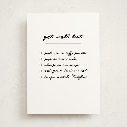 This is a mint get well soon cards with standard by Alethia Frye called get well list printing on signature in greeting cards