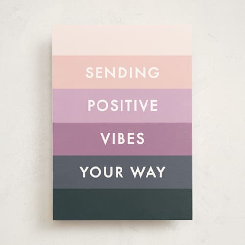 This is a lavender get well soon cards with standard by Karidy Walker called positive vibes printing on signature in greeting cards