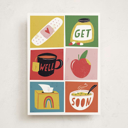 This is a pearl get well soon cards with standard by Grae called rainbow boxes printing on signature in greeting cards