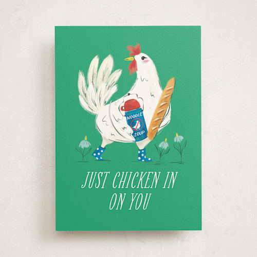 This is a putting green get well soon cards with standard by Jackie Crawford called chicken in on you printing on signature in greeting cards