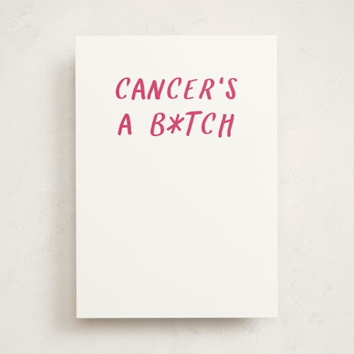 This is a peony get well soon cards with standard by Becky Nimoy called cancer is a b printing on signature in greeting cards