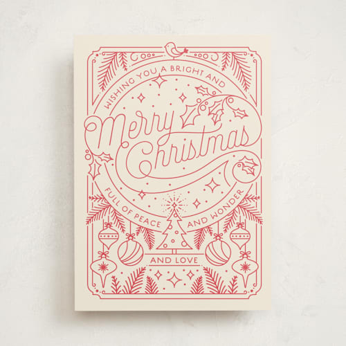 This is a holly greeting cards with standard by GeekInk Design called merry little lines printing on signature in greeting cards