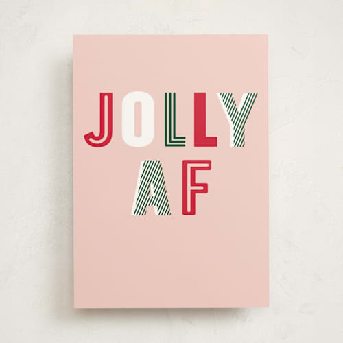 This is a blush greeting cards with standard by Baumbirdy called jolly af printing on signature in greeting cards