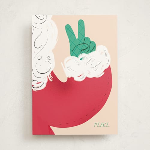 This is a holly greeting cards with standard by Baumbirdy called santa peace printing on signature in greeting cards