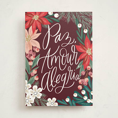 This is a maroon greeting cards with standard by Alethea and Ruth called we wish you florals printing on signature in greeting cards