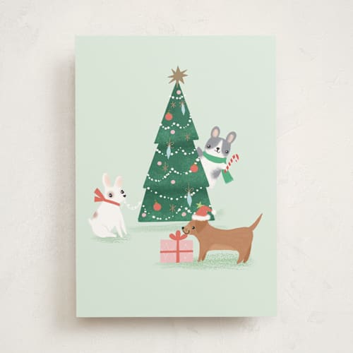 This is a christmas tree greeting cards with standard by Itsy Belle Studio called deck the dogs printing on signature in greeting cards