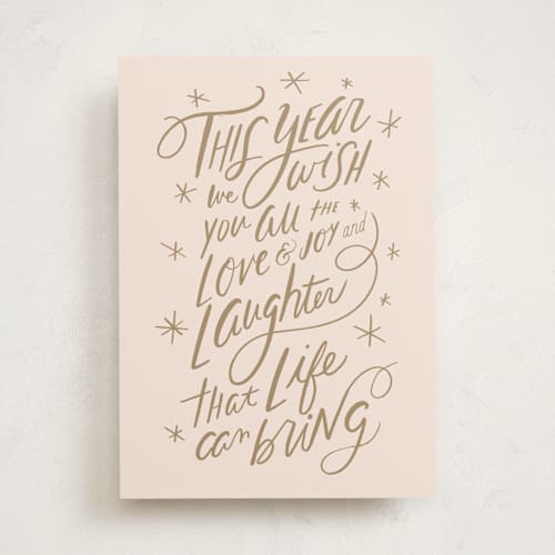 This is a blush greeting cards with standard by Hannah Williams called all the joy printing on signature in greeting cards