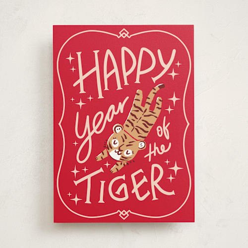This is a stocking greeting cards with standard by Vivian Yiwing called tiger year printing on signature in greeting cards