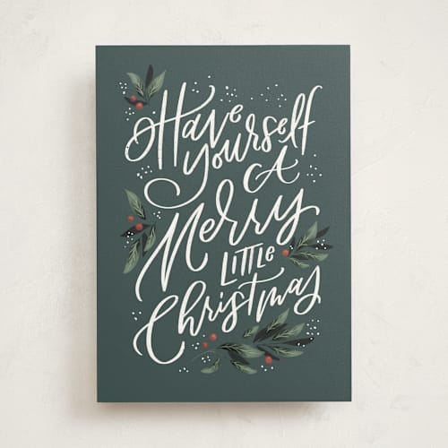 This is a forest greeting cards with standard by Leah Bisch called christmas wishes printing on signature in greeting cards
