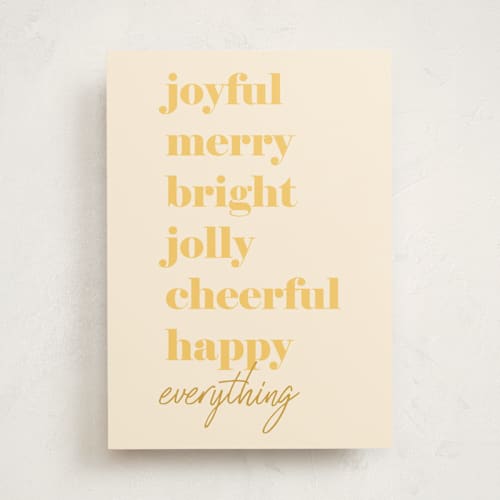 This is a dandelion greeting cards with standard by Alexandra Cohn called happy everything list printing on signature in greeting cards