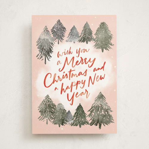 This is a blush greeting cards with standard by Creo Study called festive forest printing on signature in greeting cards