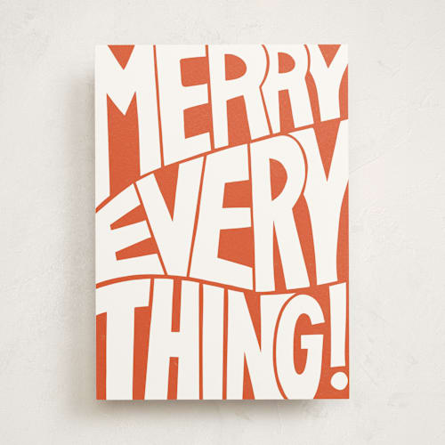 This is a papaya greeting cards with standard by Leanne Friedberg called merry every thing printing on signature in greeting cards