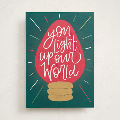 This is a jungle greeting cards with standard by Amy Payne called light up our world printing on signature in greeting cards