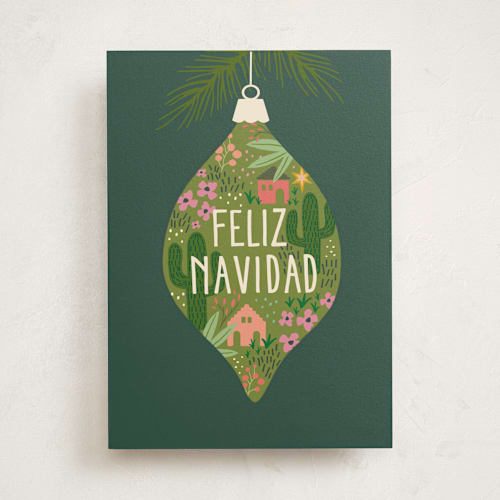 This is a forest greeting cards with standard by Karidy Walker called feliz navidad ornament printing on signature in greeting cards