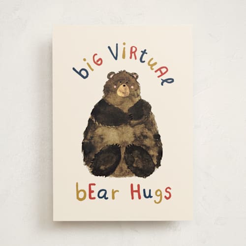 This is a tan friendship cards with standard by Belia Simm called virtual bear hugs printing on signature in greeting cards