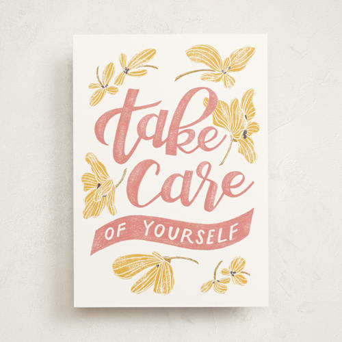 This is a blush friendship cards with standard by Lissabeth Anglin called take care printing on signature in greeting cards
