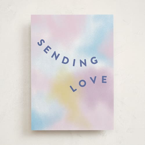 This is a lavender friendship cards with standard by Katie Zimpel called rainbow haze printing on signature in greeting cards