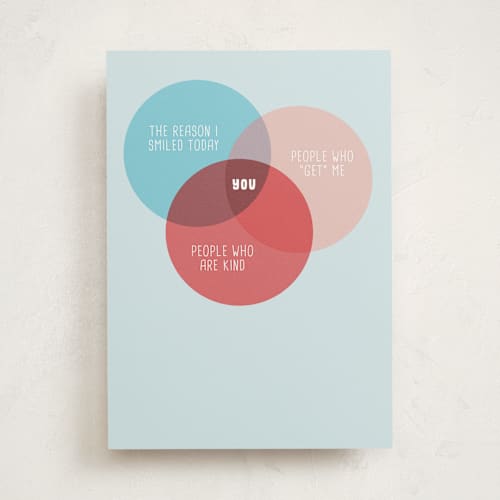 This is a pool friendship cards with standard by Celeste Duffy called favorite human venn diagram printing on signature in greeting cards