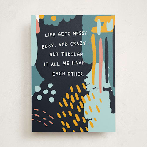 This is a teal friendship cards with standard by Ashley Presutti Beasley called painterly birthday printing on signature in greeting cards