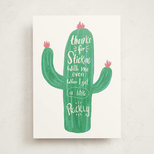 This is a cactus friendship cards with standard by Urban Daisies called stuck together printing on signature in greeting cards