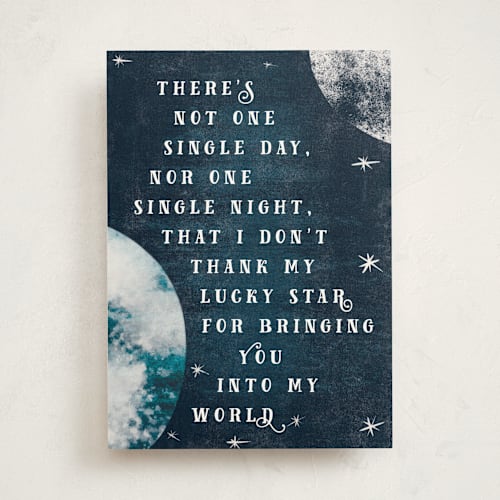 This is a midnight friendship cards with standard by Gwen Bedat called lucky star printing on signature in greeting cards