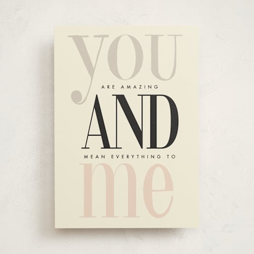 This is a butter friendship cards with standard by Baumbirdy called you and me printing on signature in greeting cards