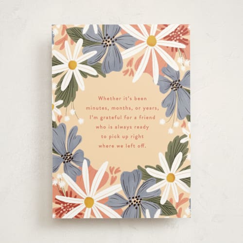 This is a peach friendship cards with standard by Erin L. Wilson called no matter how long printing on signature in greeting cards