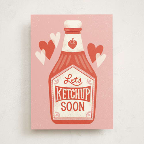 This is a ketchup friendship cards with standard by Jess Miller Draws called let's ketchup soon printing on signature in greeting cards