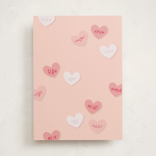 This is a blush friendship cards with standard by Olivia Goree called conversation hearts printing on signature in greeting cards