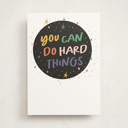 This is a outer space friendship cards with standard by Ashlee Townsend called do hard things printing on signature in greeting cards