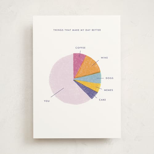 This is a grape friendship cards with standard by Bethan called pie chart printing on signature in greeting cards