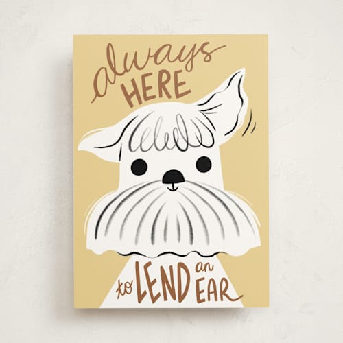 This is a sunshine friendship cards with standard by Vivian Yiwing called lend an ear printing on signature in greeting cards