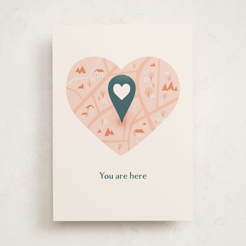 This is a blush friendship cards with standard by Heather Francisco called heart map printing on signature in greeting cards