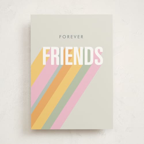This is a rainbow friendship cards with standard by Dominique Vari called forever friends printing on signature in greeting cards
